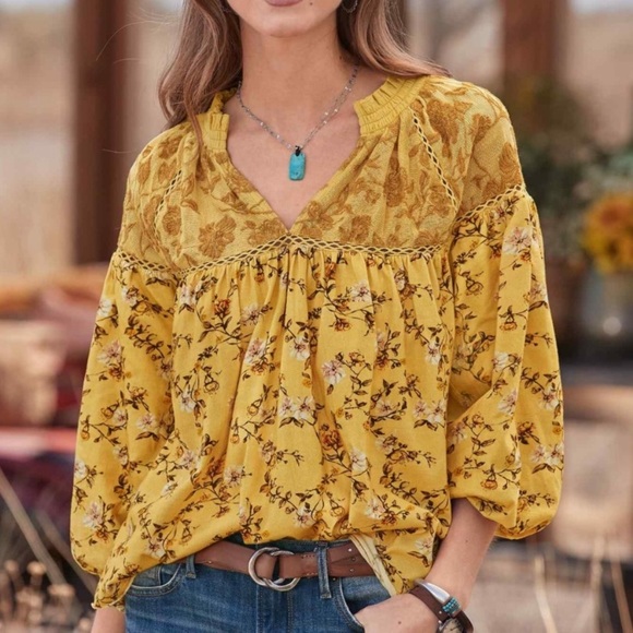 Sundance Tops Sundance Florence Bloom Peasant Blouse Size Small